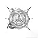 anchor with north star  tattoo design idea