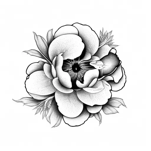 peony with rafflesia tattoo design idea