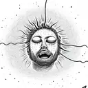 man chained to the ground looking up at the sun tattoo design idea