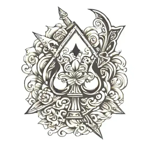 ace of spades swords crossed tattoo design idea