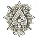 ace of spades swords crossed tattoo design idea