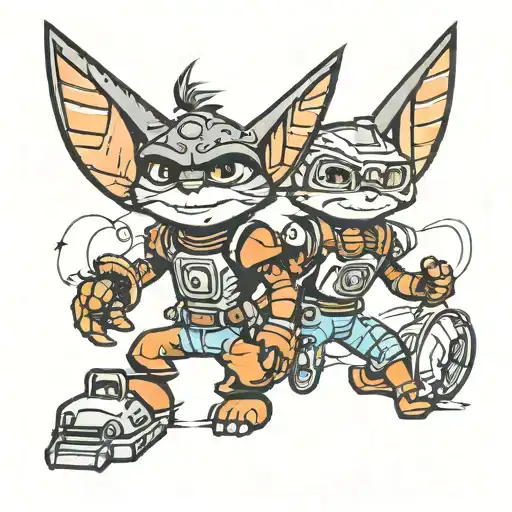 Ratchet and clank tattoo design idea