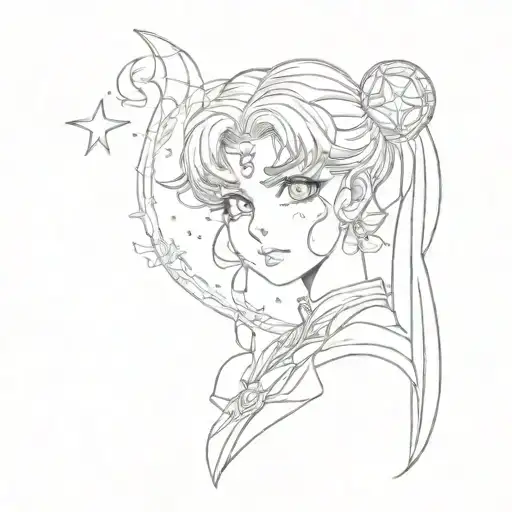 sailor moon sad tattoo design idea