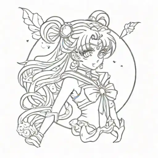 sailor moon & tears falling tattoo design idea