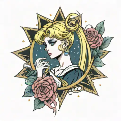 sailor moon sad tattoo design idea