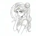 sailor moon sad tattoo design idea