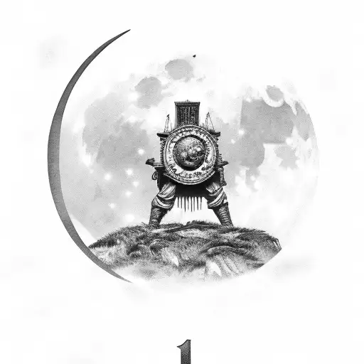 roman numeral date with moon reflecting tattoo design idea