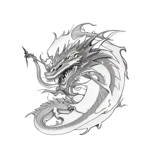 dragon flame tattoo design idea