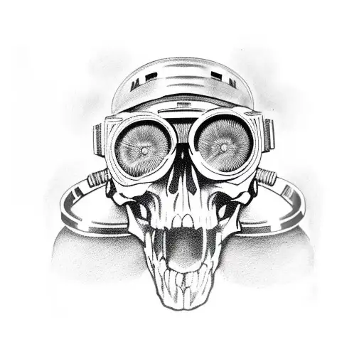 Skull wearing army helmet with night vision goggles tattoo design idea