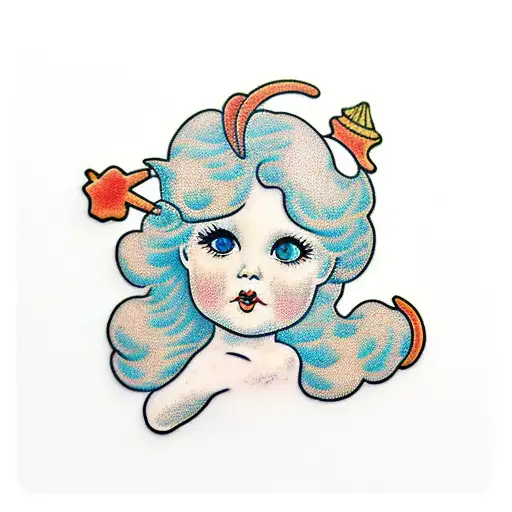 Kewpie doll dressed as a clementine  tattoo design idea