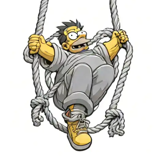 moe on the simpson hanging from a rope bye his neck tattoo design idea