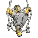 moe on the simpson hanging from a rope bye his neck tattoo design idea