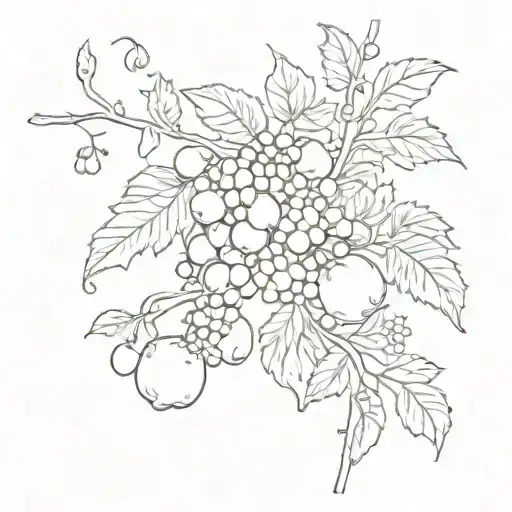 fruit and vine with flowers saying abide tattoo design idea