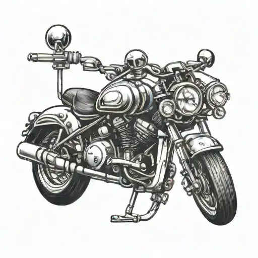 A beer tap shaped like boxing gloves pouring beer into a motorcycle gas tank tattoo design idea