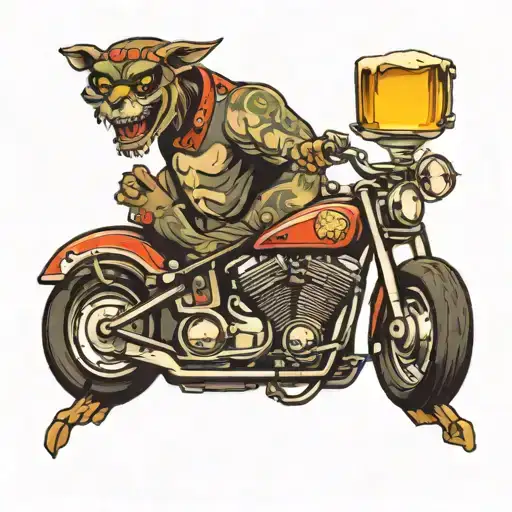 a beer with motorbike handles and wheels  tattoo design idea