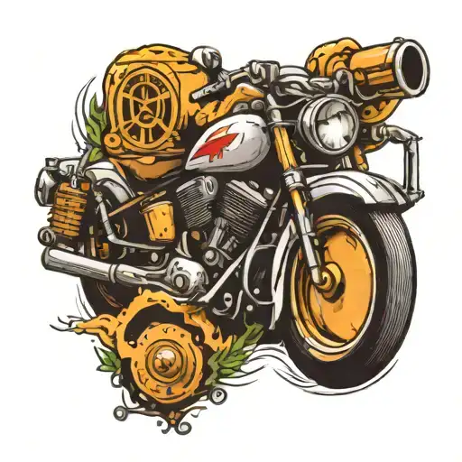 a beer with motorbike handles and wheels instead tattoo design idea