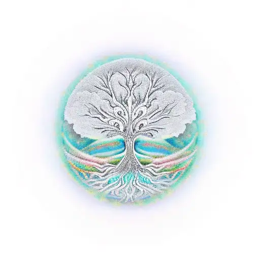 tree of life with Gayatri Mantra on the outer  tattoo design idea