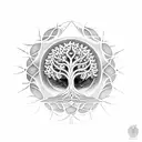 tree of life with Gayatri Mantra on the outer  tattoo design idea