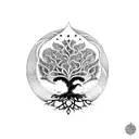 tree of life with Gayatri Mantra on the outer  tattoo design idea