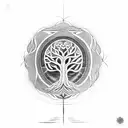 tree of life with Gayatri Mantra on the outer  tattoo design idea