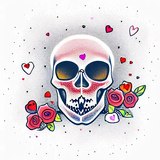 valentine skull tattoo design idea