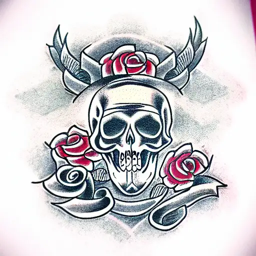 valentine skull tattoo design idea
