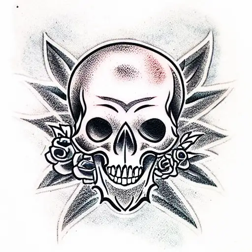 valentine skull tattoo design idea