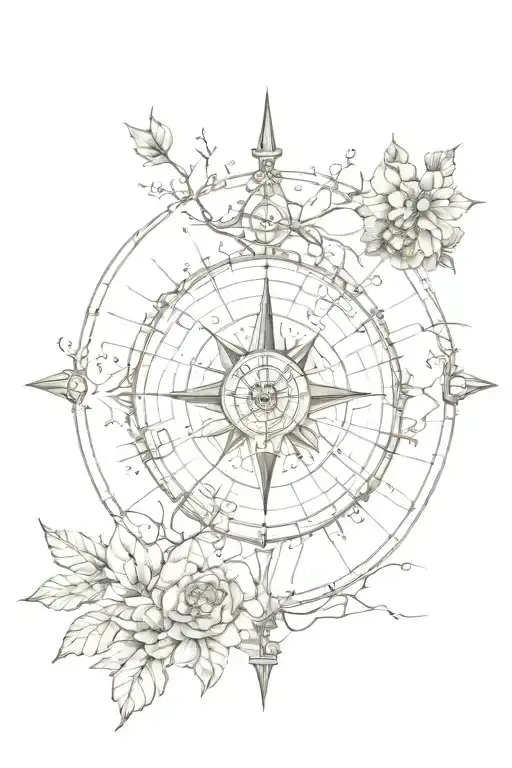 compass family tree tattoo design idea