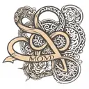 infinity symbol with mom and dad memorial tattoo design idea