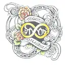 infinity symbol with mom and dad memorial tattoo design idea