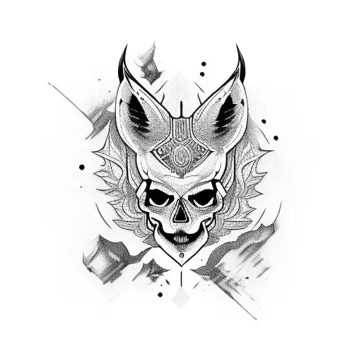 Skull Fox  tattoo design idea
