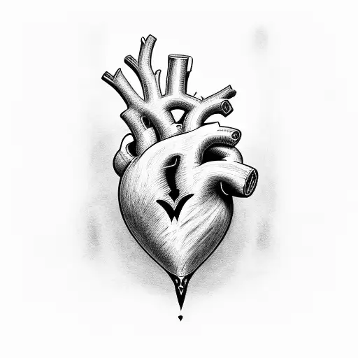 realistic heart tattoo design idea