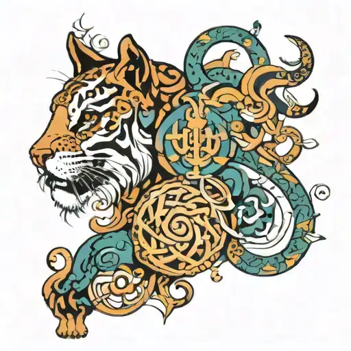 Persian history inspired tattoo featuring symbols hidden tattoo design idea