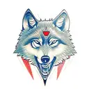  wolf with half compass in the back and arrows downside of the wolf tattoo design idea