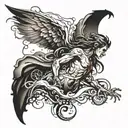 person rising from shadow tattoo design idea