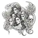 four people emerging from shadow  tattoo design idea