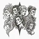 four people emerging from shadow  tattoo design idea