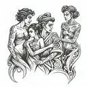 four people emerging from shadow  tattoo design idea