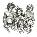 four people emerging from shadow  tattoo design idea