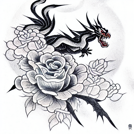 840 Dragon Tattoo Rose Images Stock Photos  Vectors  Shutterstock