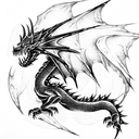 a black dragon around a rose tattoo design idea