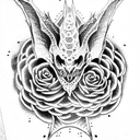 a black dragon around a rose tattoo design idea