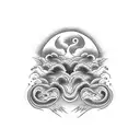 thunderbolt with wave design inside outline tattoo design idea