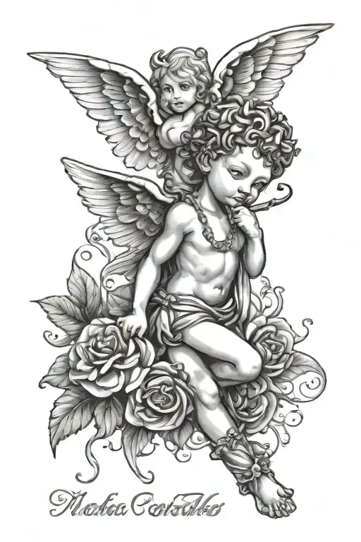 mafia cupid cherub tattoo design idea