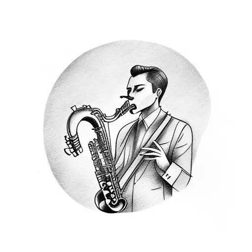 jazz men play saxophone  tattoo design idea