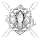 an ocean sleeve with mermaid, jellyfish, octopus and a wave with a surfer tattoo design idea