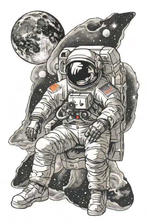 Astronaut in space  tattoo design idea