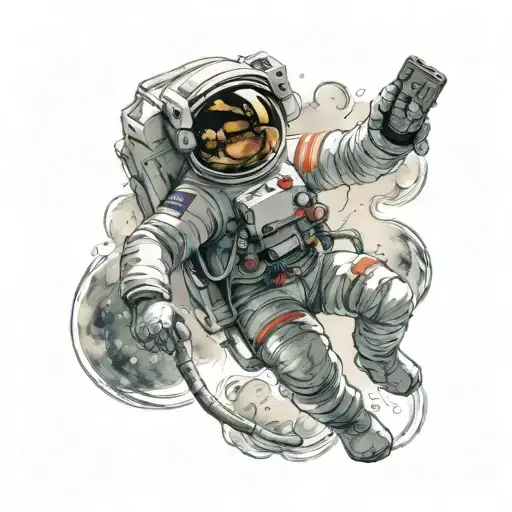 astronaut floating in space  tattoo design idea
