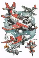 rocket ship and a airliner and a Cessna plane tattoo design idea