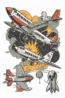 rocket ship and a airliner and a Cessna plane tattoo design idea